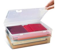 Zamety Boite Plastique Empilable, Lot de 2 Boite Rangement Plastique Transparent avec Couvercles, 31 x 22 x 5 CM, pour Ranger des Objets de A4 Papier, Document, Photo, Stylos, Outils, Bijoux