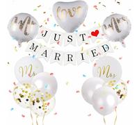 Zamety Decoration Mariage Set, Just Married Décoration Mariage de Mr & Mrs | Just Married Guirlandes Bannières Decoration, Convient pour Mariages, Proposition et Fête Prénuptiale
