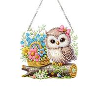 Zamety Diamond Painting Pendentif, Hiboux Diamond Painting Animaux Hanging, Diamant Suspendus avec Chaîne, Peinture Diamant Pendentif pour Mural, Porte et Fenêtre Décoration