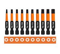 Zamety Lot de 10 Embouts de Tournevis Torx Tournevis Torx 50mm Embout Torx Phosphure Embout Visseuse Aimanté Embout Visseuse a Choc avec 1/4" Hexagonale Tige (T10, 15, 15, 20, 20, 25, 25, 30, 30, 40)