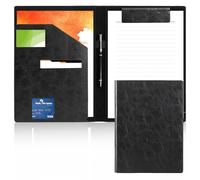 Zamety Porte Documents A4, Porte Bloc A4 avec Pince Magnétique, Multifonction Portfolio en Cuir, Conferencie pour Bureau, Agenda et Maison, Clipboard pour Tenir Lettres,CV et Mémos, Noir
