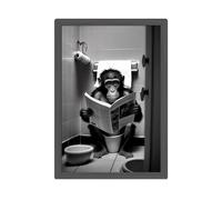 Zamety Poster Humoristique pour WC, Singe Gorilles Decoration WC Affiche, A4 Poster Mural Decoration Murale, Noir et Blanc Drôle Affiche Toilette, Sans Cadre