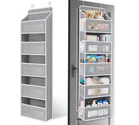 Zamety Rangement Suspendu, Rangement Porte avec 5 Compartiments, Grande Capacité Rangement Mural, Etagere Suspendue avec 2 Crochets, Gris Etagère Suspendue pour Chambre, Salle de Bain, Cuisine