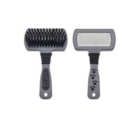 ZAMIBO Brosse Carde Double pour Chien et Chat, Picots Métal et Nylon, Brosse de Toilettage pour Animaux 18x10 cm, Élimine Poils Morts et Démêle le Pelage, Gris Noir, 6023