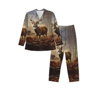 ZAMOUX Pyjama à manches longues pour homme Motif girafe d'Afrique Majestueux Arbre Majestueux Ensemble de pyjama tendance pour la maison, Chasse aux cerfs., XL