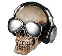 zampeda1 Objet Décoratif/Tirelire en Polyresine/Crâne avec Casque Audio et Lunettes de Soleil/avec Serrure