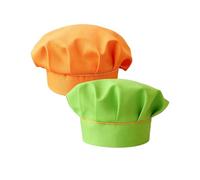 ZAMXHUG 2 pièces Toque Cuisinier Enfant, Réglable Chapeaux de Chefs pour Fille/Garçon, Toque de Chef pour Enfant, Pâtisserie (Orange + Vert)