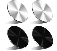 ZAMXHUG 4 PCS Support aimanté Métalliques - 3M adhésif Plaques Métalliques, Support Voiture Aimanté Metal Plate, Plaque Aimant Telephone, pour Support Voiture Aimanté Smartphone(Noir/Argent)