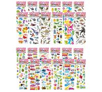ZAMXHUG Autocollants 3D - 24Feuilles Kids Stickers, Autocollants Récompense, Autocollants Gommettes Stickers pour Enfants pour Récompenser Scrapbooking,Motifs y Compris Animaux, Avions, Dinosauresetc