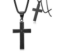 ZAMXHUG Chaine Homme - 1pcs Collier Croix Homme,Collier avec Pendentif en Forme de Croix en Acier Inoxydable pour Homme, Collier avec chaîne de 60cm,Cadeau pour Anniversaire,Noël,Pâques,Thanksgiving