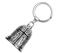ZAMXHUG Clochette Moto Guardian Ride Bell - Guardian Bell Acier Inoxydable Argent, Acier Inoxydable Moto en Forme d'ange Croix Gardien à Suspendre, Biker Guardian Gremlin Bell, Moto Cyclisme, Vélos