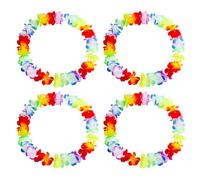 ZAMXHUG Collier hawaien Fleurs - 4 pcs Guirlande de Fleurs Collier de Fleurs Tropicales à Volants Déguisement Hula Aloha de Poule Cerf pour Accessoire de Fête Tropical Plage Enfants Adultes