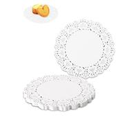 ZAMXHUG Napperon en Papier Rond - 100 pcs Papier Rond en Dentelle Blanche 6,5 Pouces,Napperons à Usage Unique, pour Mariage,Anniversaire, gâteaux, Desserts, Vaisselle, décoration Alimentaire