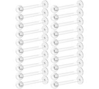 ZAMXHUG Piercing- 20 pcs Effacer Piercing Plastique UV Flexible Acrylique Labret Bague à Lèvres Tragus Helix Cartilage Boucle d'oreille Stud Barbell Piercing Bijoux