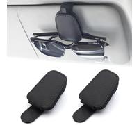 ZAMXHUG Porte Lunettes pour Voiture - 2 pcs Porte Lunettes pour Voiture, Support Lunette Voiture,Cuir Clip de Support de Lunettes de Visière de Voiture, pour Lunettes de Soleil Carte Ticket, Noir