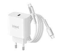 Zanaé Chargeur Secteur avec Câble USB-C Anti-Torsion Power Delivery 20W Blanc