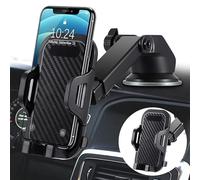 Zanbeel Support de téléphone de voiture double pour tableau de bord, pare-brise et grille d'aération, rotation à 360°, protection complète, utilisation à une main, bras long et bouton de