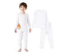 Zando Ensemble couche de base thermique pour enfants de 2 à 6 ans, haut thermique à manches longues et leggings pour enfants, blanc, 3-4 ans
