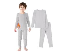 Zando Ensemble couche de base thermique pour enfants de 2 à 6 ans, haut thermique à manches longues et leggings pour enfants, gris clair, 3-4 ans