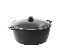 zanetti, Casserole XL Chef moulé sous pression antiadhésive, adaptée à tous les plans de cuisson, y compris induction, fond 6 mm, couvercle en verre, poignées en silicone, diamètre 28 cm