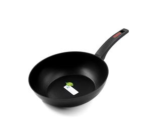 Zanetti Evolution Wok pour induction, diamètre 28 cm, poêle avec fond antiadhésif, haute épaisseur, poignée confortable, noir