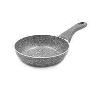 ZANETTI Poêle antiadhésive en pierre rare avec poignée en aluminium souple au toucher, haute résistance, 22 cm de diamètre, couleur gris, fabriquée en Italie