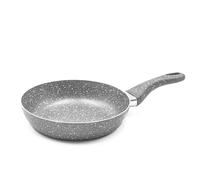 Zanetti Poêle antiadhésive en pierre rare avec poignée en aluminium, toucher doux, haute résistance, 24 cm de diamètre, couleur gris, fabriquée en Italie