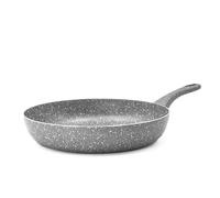 Zanetti Poêle antiadhésive en pierre rare avec poignée en aluminium, toucher doux, haute résistance, 30 cm de diamètre, couleur gris, fabriquée en Italie