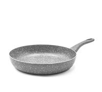 Zanetti Poêle antiadhésive en pierre rare avec poignée en aluminium, toucher doux, haute résistance, 32 cm de diamètre, couleur gris, fabriquée en Italie