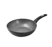 Zanetti Poêle Durapietra noire, poêle Wok, antiadhésive, convient également à induction, diamètre 28 cm, couleur gris foncé métallisé