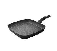 Zanetti Poêle grill Durapietra noir, grill antiadhésif, convient également à induction, 28 x 28 cm, couleur gris foncé métallisé