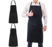 Zanfqvo 2 Pack Chef Tabliers, Noir Tablier de cuisine avec 2 Poches, Etanche Réglable Tablier Cuisine Professionnel pour Cuisine, Jardinage, Restaurant, Barbecue, Café