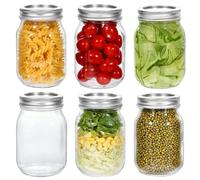Zanfqvo Bocal en Verre avec Couvercle 500 ML, Lot de 6 Mason Jars, Réutilisables Hermétique Bocaux en Verre, Bocaux de conservation pour Conserve, Fermentation, Marinade