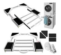 Zanfqvo Kit de Superposition Lave Linge Seche Linge - Cadre Intermédiaire Universel avec Tablette Coulissante et Corde à Cliquet - Accessoires pour Lave-linge/Sèche-linge - Réglable 46-72cm