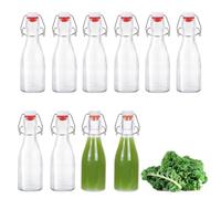 Zanfqvo Lot de 10 Bouteille en Verre avec Bouchon Mécanique 150ml, Bouteille Vide Verre pour Liqueurs, Huile, Vinaigrette, Bière, Jus