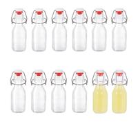 Zanfqvo Lot de 12 Bouteille en Verre avec Bouchon Mécanique 100ml, Bouteille Vide Verre pour Liqueurs, Huile, Vinaigrette, Bière, Jus