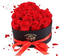Zanfqvo Rose Eternelle Cadeau Femme, 16 Fleur Eternelle Durent 2 à 3 Ans, Rose Eternelle dans Une Coffret Cadeau pour La Saint-Valentin, Fête des Mères, Mariage, Anniversaire, Noël
