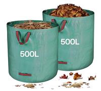 Zanfqvo Sac Jardin Dechets Verts Resistant, 2 x 500 l Sac Vegetaux Jardin avec Poignées, Pliables et Réutilisables, en Polypropylène Extrêmement Robuste (PP)