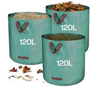 Zanfqvo Sac Jardin Dechets Verts Resistant, 3 x 120 l Sac Vegetaux Jardin avec Poignées, Pliables et Réutilisables, en Polypropylène Extrêmement Robuste (PP)