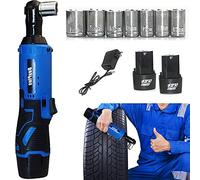 ZanGe Kit de clés à cliquet sans fil hocs carrée 3/8" 12V 40Nm Ensemble d'outils de liquet électrique sans fil à angle droit avec 2 batteries et charge