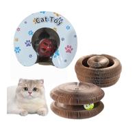 zanimoo Miaou Loop - Griffoir interactif，Griffoir pour Chat Pliable avec Jouet à Cloche, Parfait pour intérieur et extérieur, Set interactif