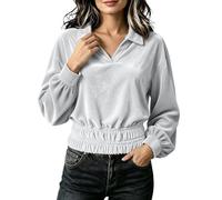 Zanisouta Blouse Velours Top Femme Col V, Sweat | Élégant, manches longues, col polo, décontracté, décontracté, haut, doux, travail, ample, loungewear.