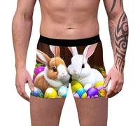 Zanisouta Boxers de Pâques pour homme - Série lapin de Pâques - Sous-vêtements pour hommes - Doux et ajustement idéal - Short de tous les jours - Style décontracté - Style mignon - Sous-vêtements