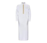 Zanisouta Caftan musulman pour homme - Tunique arabe Abaya - Couleur unie - Chemise de loisirs - Robe col montant - Thobe - Prière arabe - Costume de prière - Vêtement islamique du Moyen-Orient, O