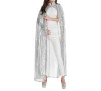 Zanisouta Cape à paillettes pour homme et femme - Longue cape à capuche - Costume d'Halloween - Vêtements de princesse - Queen Beauty Awards Stage Performance Cosplay, O argenté, taille unique