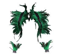 Zanisouta Cape pour femme - Col à plumes - Cape de carnaval - Costume de perroquet - Noir - Étole de cygne - Écharpe gothique - Carnaval - Déguisement d'Halloween - Pour les aisselles - Col châle, O
