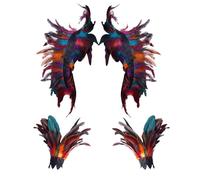 Zanisouta Cape pour femme - Col à plumes - Cape de carnaval - Costume de perroquet - Noir - Étole de cygne - Écharpe gothique - Carnaval - Déguisement d'Halloween - Pour les aisselles - Col châle, O