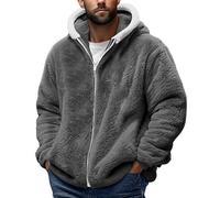Zanisouta Cardigan d'hiver décontracté pour homme - Veste polaire - Sweat surdimensionné - Veste de transition chaude - Fermeture éclair - Veste en peluche avec capuche - Veste à capuche douce en