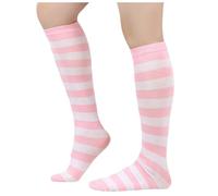 Zanisouta Chaussettes hautes rétro pour femme avec rayures - Chaussettes de sport - Taille unique - Unisexe - Bout sans couture - Bande en latex souple - Clown Halloween - Costume de sorcière