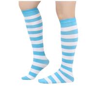 Zanisouta Chaussettes hautes rétro pour femme avec rayures - Chaussettes de sport - Taille unique - Unisexe - Bout sans couture - Bande en latex souple - Clown Halloween - Costume de sorcière